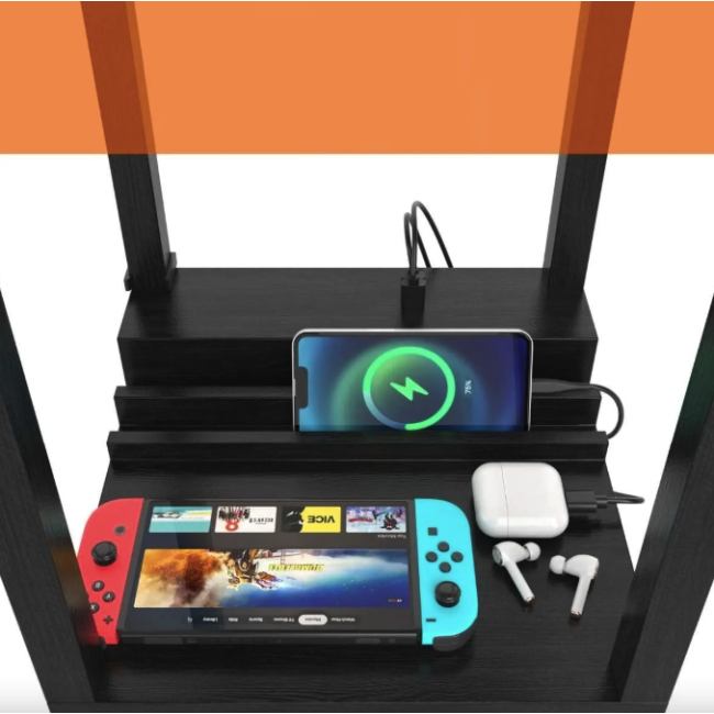 Половая лампа Costway Leon торшер с розеткой и USB черный