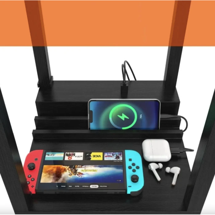 Половая лампа Costway Leon торшер с розеткой и USB черный