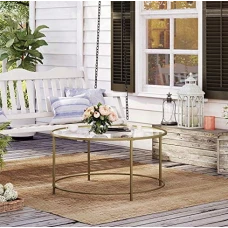 Журнальний столик Leobert Oskar круглий з скляною стільницею золото