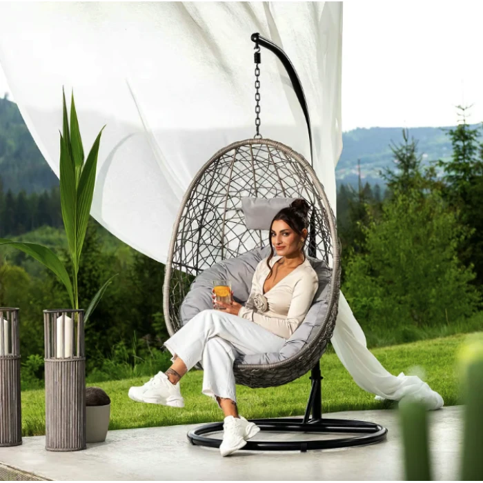 Подвесное кресло-кокон Di Volio Bacoli одноместное серый