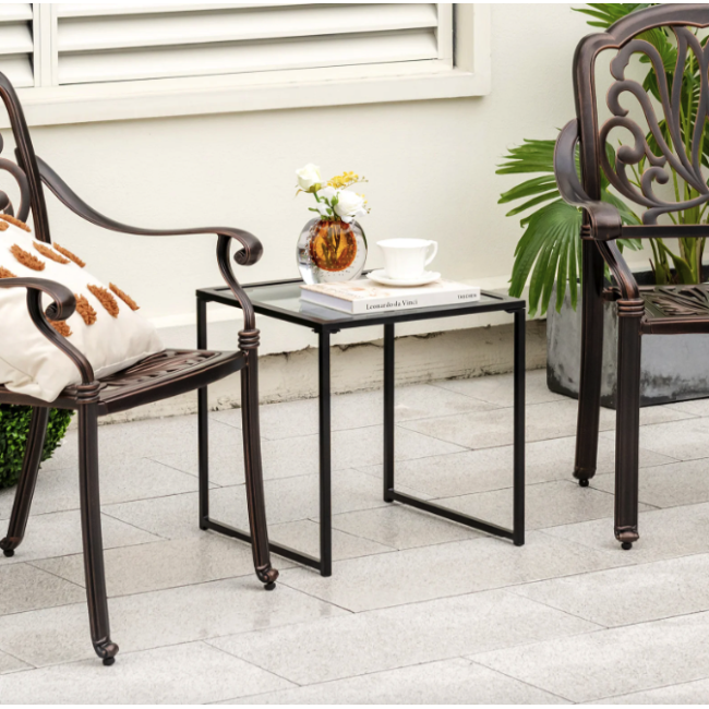 Садовий стіл Costway Trotten з металевим каркасом