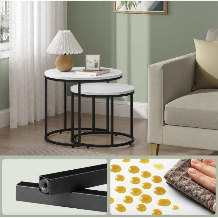 Комплект журнальних столиків Leobert Oreo круглі мармуровий