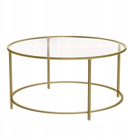 Журнальний столик Leobert Oskar круглий з скляною стільницею золото
