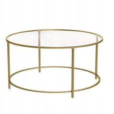 Журнальний столик Leobert Oskar круглий з скляною стільницею золото