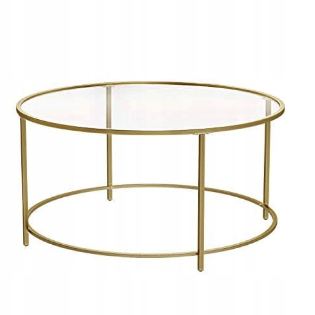 Журнальний столик Leobert Oskar круглий з скляною стільницею золото