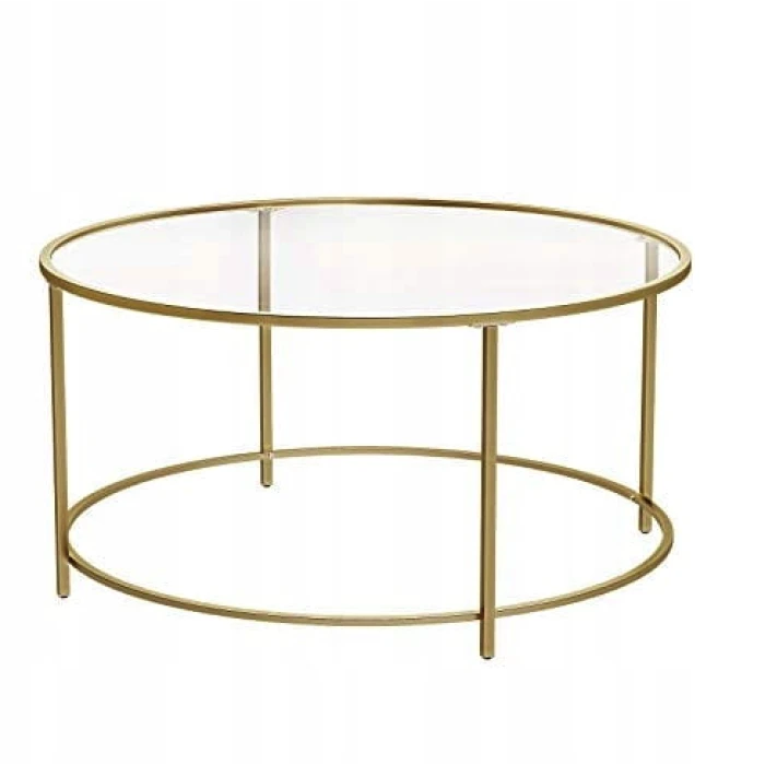 Журнальний столик Leobert Oskar круглий з скляною стільницею золото