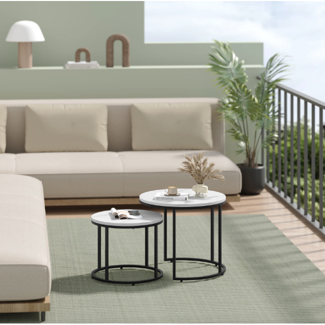 Комплект журнальних столиків Leobert Oreo круглі мармуровий