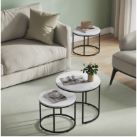 Комплект журнальних столиків Leobert Oreo круглі мармуровий