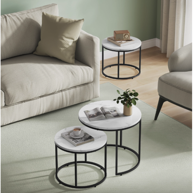 Комплект журнальних столиків Leobert Oreo круглі мармуровий