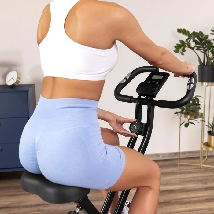 Велотренажер Gymtek FX800 магнітний складний з еспандерами золотий