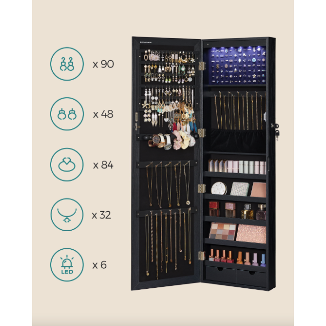 Зеркало-шкаф Leobert Kors с подсветкой в стиле Loft черный