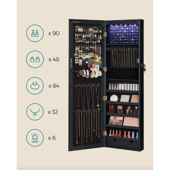 Зеркало-шкаф Leobert Kors с подсветкой в стиле Loft черный