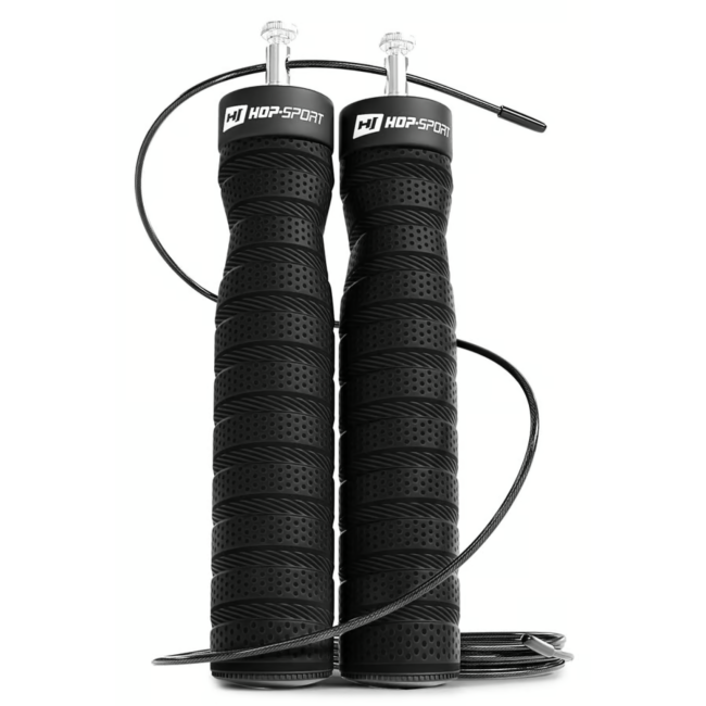 Скакалка швидкісна з підшипниками та м'якою рукояткою Hop-Sport HS-P030JR чорна