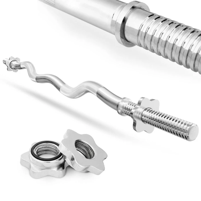 Набір зі штангою та гантелями Besport PowerPro 46кг з w-подібним грифом 120см