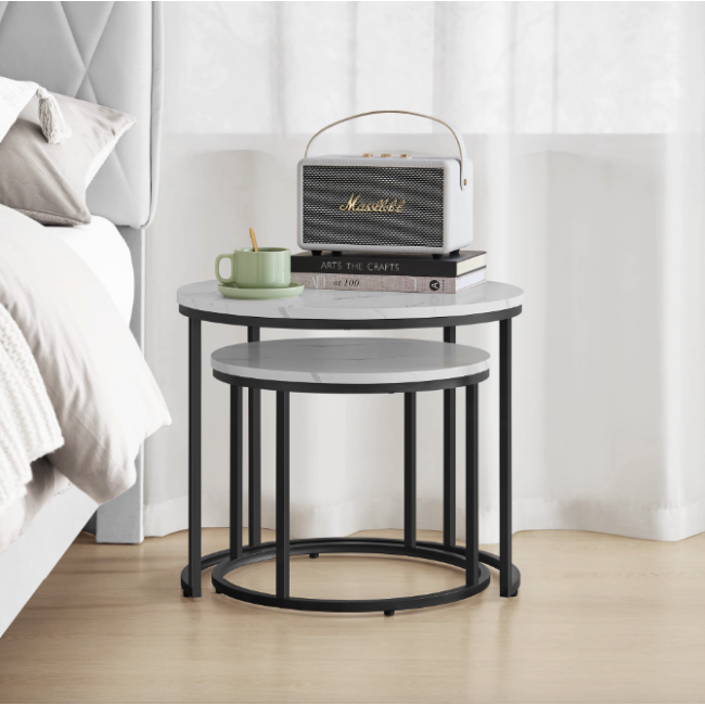 Комплект журнальних столиків Leobert Oreo круглі мармуровий