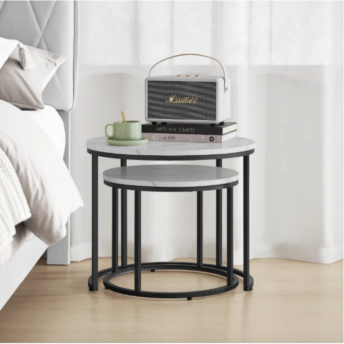 Комплект журнальних столиків Leobert Oreo круглі мармуровий