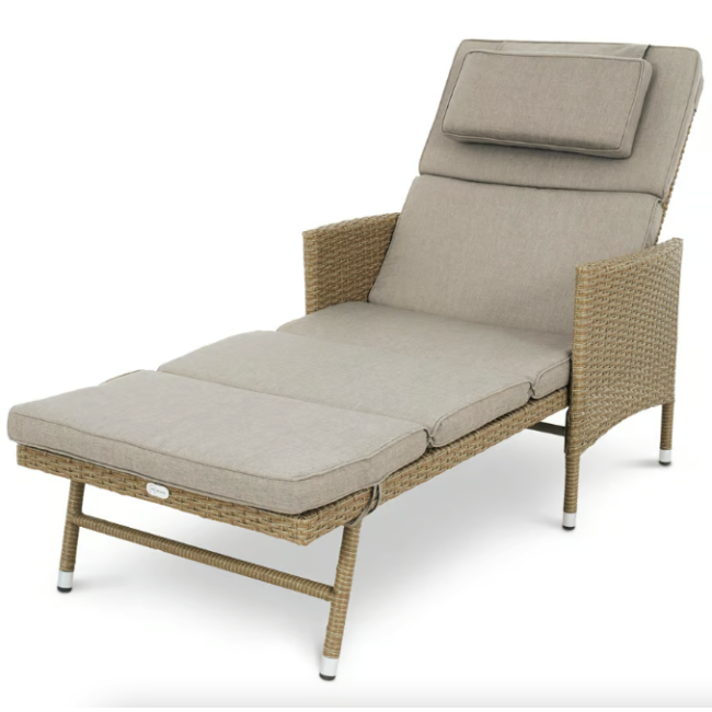 Садовый шезлонг Di Volio Breso из бежевого ротанга