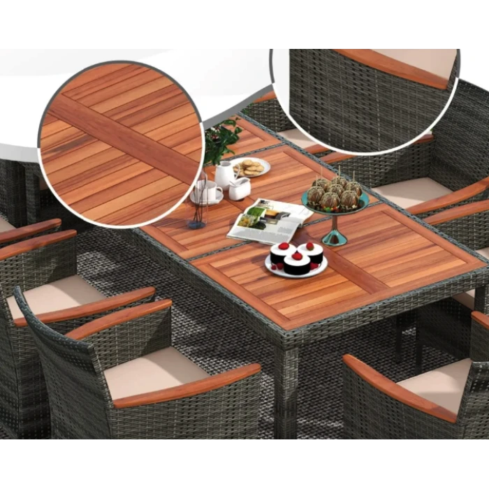 Комплект садовой мебели Costway Viccos 8+1 Серый/бежевый