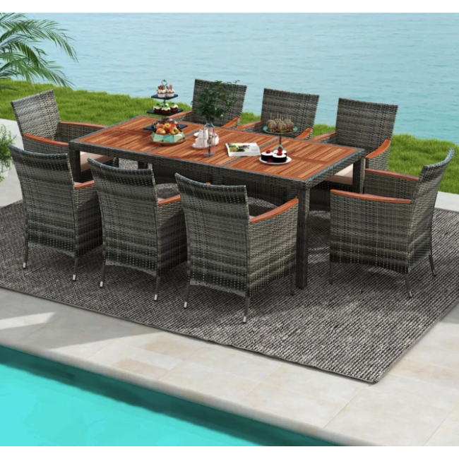 Комплект садовой мебели Costway Viccos 8+1 Серый/бежевый