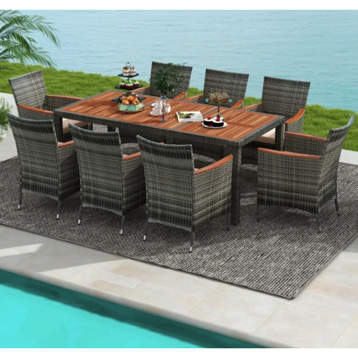 Комплект садовой мебели Costway Viccos 8+1 Серый/бежевый