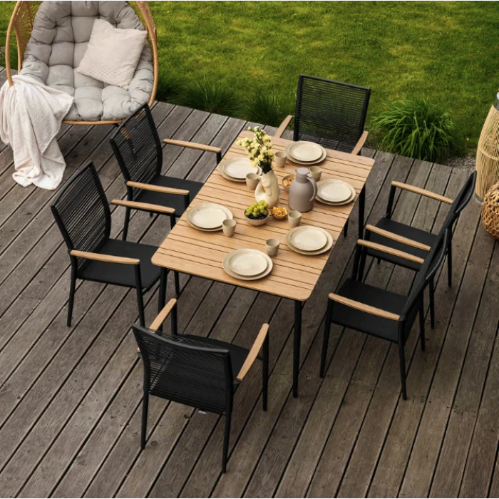 Комплект садових меблів Di Volio Breno 6+1 чорний/бежевий