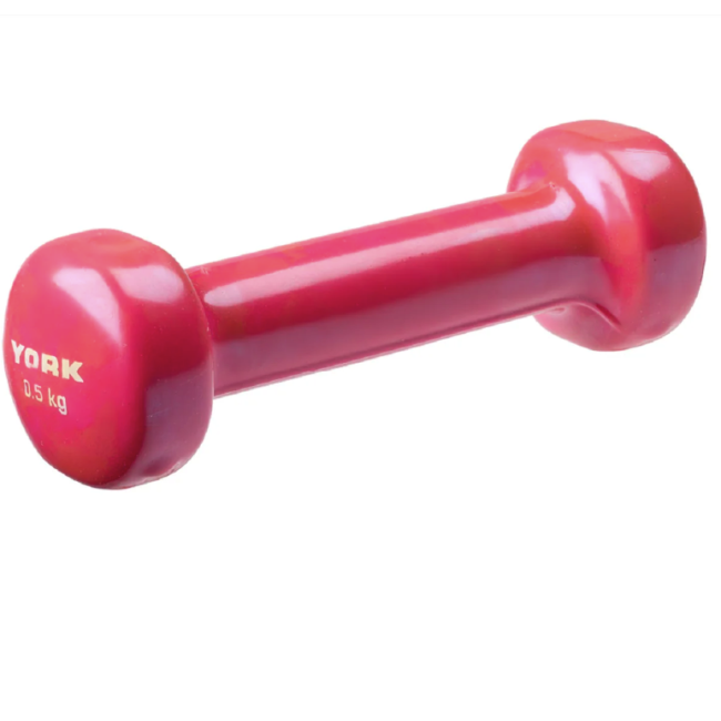 Гантелі для фітнесу вінілові круглі York Fitness 2х0,5кг рожевий
