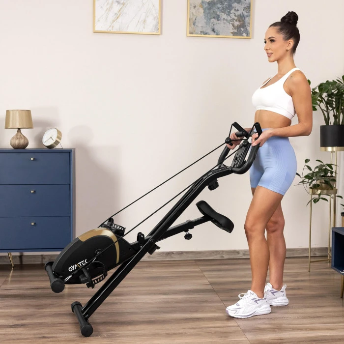 Велотренажер Gymtek FX800 магнітний складний з еспандерами золотий