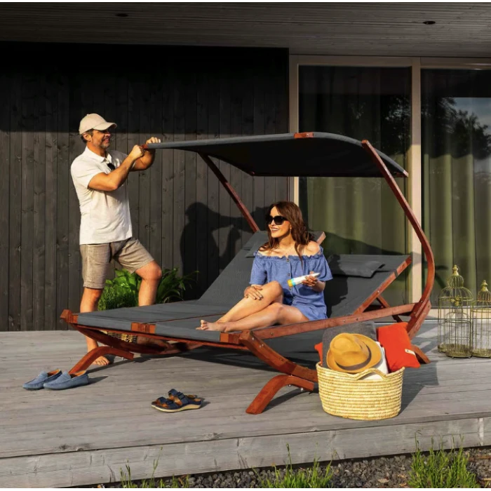 Садовый шезлонг Di Volio Pionza двухместный серый