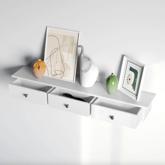 Полка настенная Leobert Corner три ящика белый