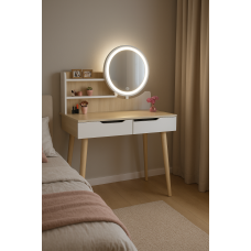 Туалетний столик Jumi Scandi LED підсвітка, з шухлядами, світлий бук