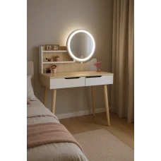Туалетний столик Jumi Scandi LED підсвітка, з шухлядами, світлий бук