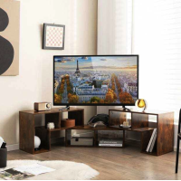 Тумба под телевизор Costway Kotek с полками коричневый