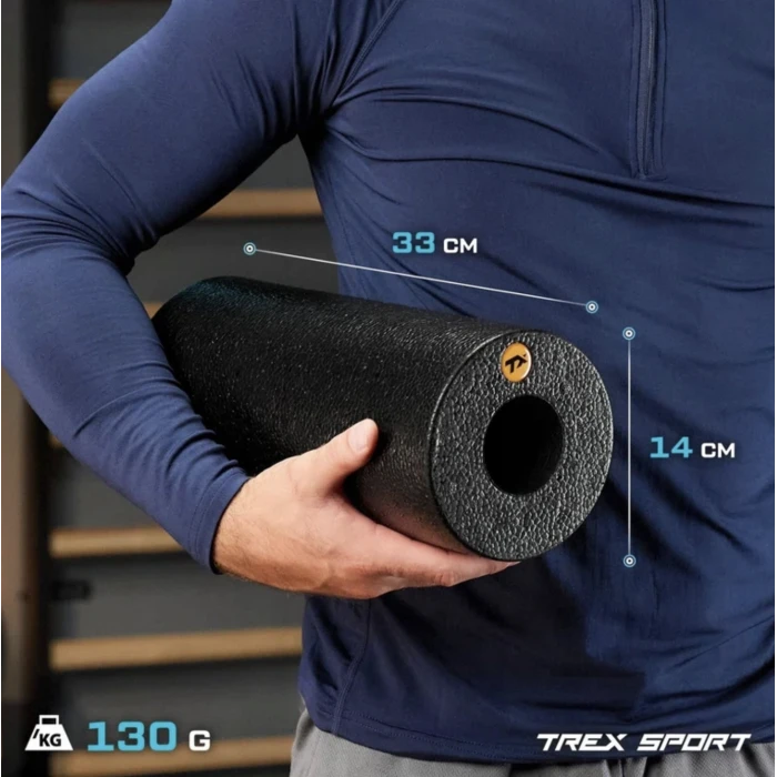 Роллер масажер гладкий Trex Sport TX-033EPR EPP 33см чорний