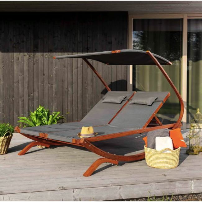 Садовый шезлонг Di Volio Pionza двухместный серый