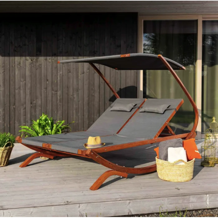 Садовый шезлонг Di Volio Pionza двухместный серый