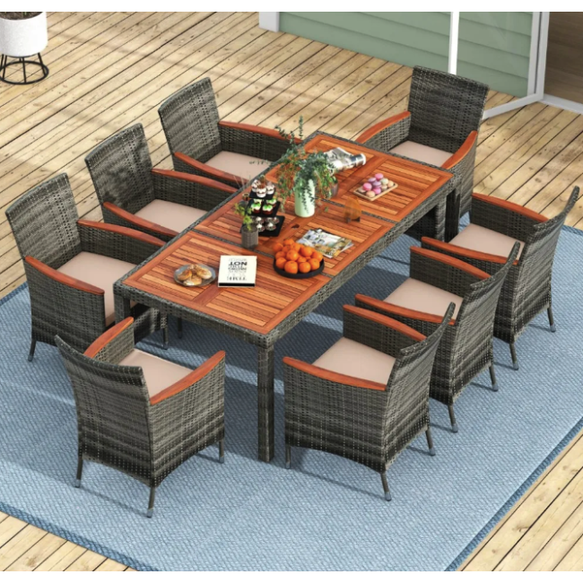 Комплект садовой мебели Costway Viccos 8+1 Серый/бежевый