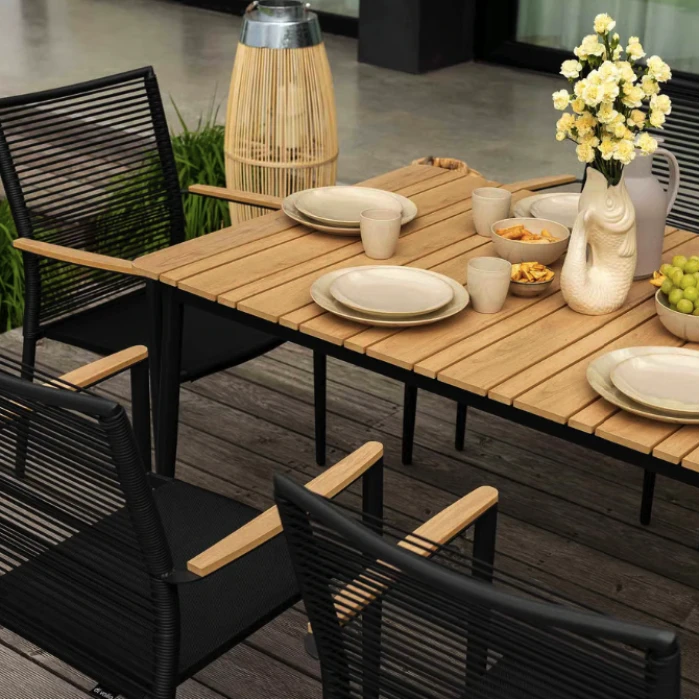 Комплект садових меблів Di Volio Breno 6+1 чорний/бежевий