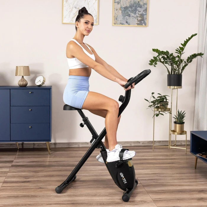 Велотренажер Gymtek FX800 магнітний складний з еспандерами золотий