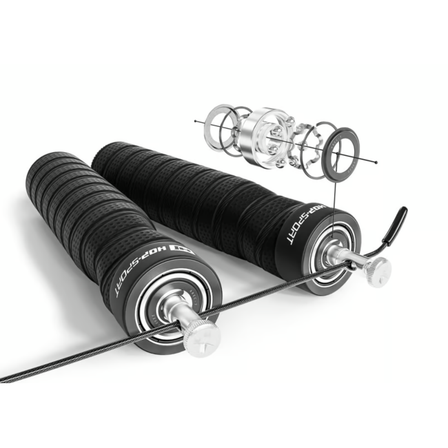 Скакалка швидкісна з підшипниками та м'якою рукояткою Hop-Sport HS-P030JR чорна