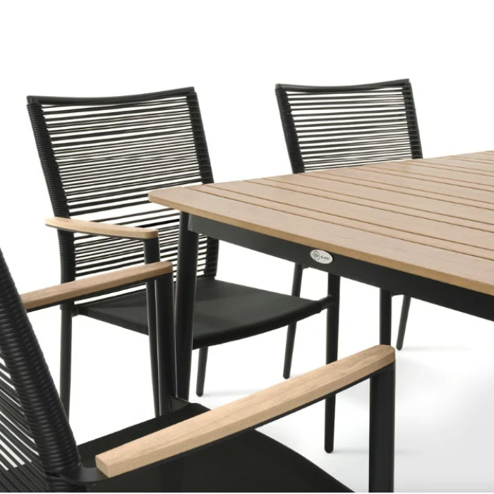 Комплект садових меблів Di Volio Breno 6+1 чорний/бежевий