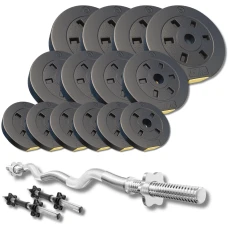 Набір зі штангою та гантелями Besport PowerPro 46кг з w-подібним грифом 120см