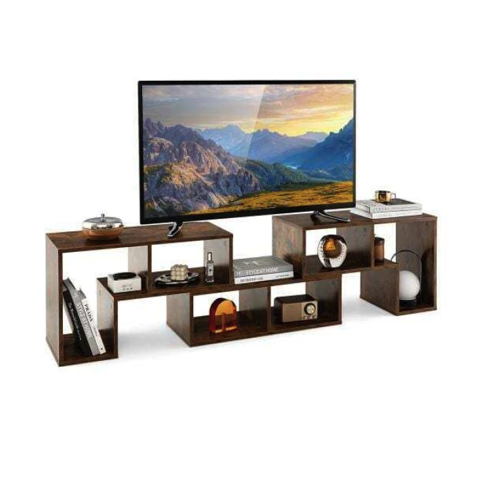Тумба под телевизор Costway Kotek с полками коричневый