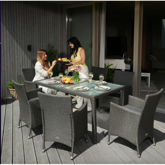 Садовая мебель Di Volio VERONA 6+1 серый/серый
