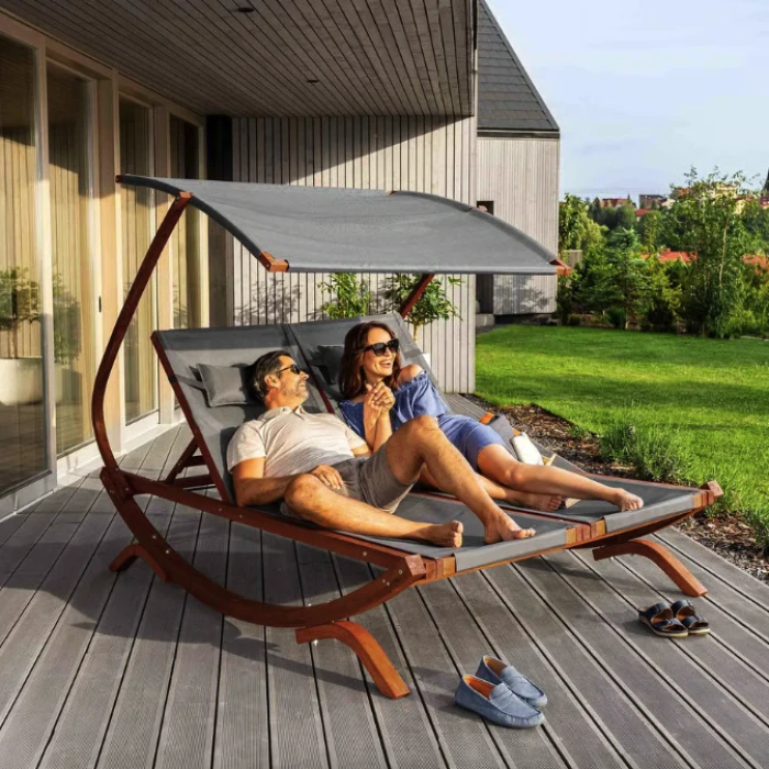 Садовый шезлонг Di Volio Pionza двухместный серый