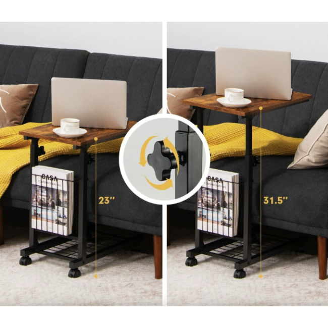 Журнальний столик приставний Costway Dragon з регулюванням висоти в стилі Loft