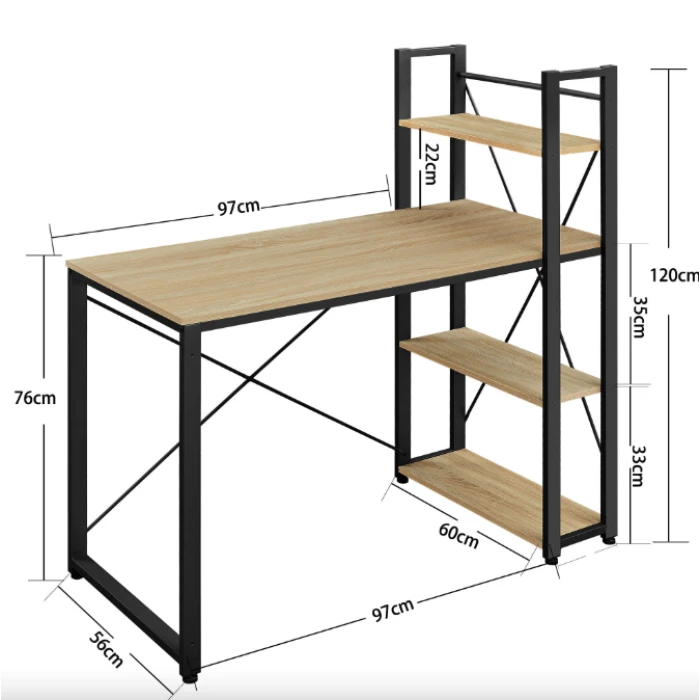 Компьютерный стол Leobert Devoko с боковыми полками в стиле Loft натуральный