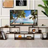 Тумба под телевизор Costway Kotek с полками коричневый