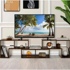 Тумба под телевизор Costway Kotek с полками коричневый