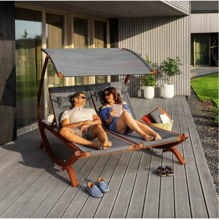 Садовый шезлонг Di Volio Pionza двухместный серый