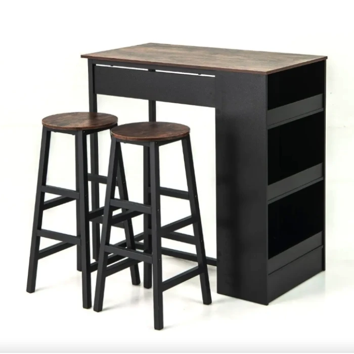 Барний стіл та 2 барні стільці Costway Picmi в стилі Loft